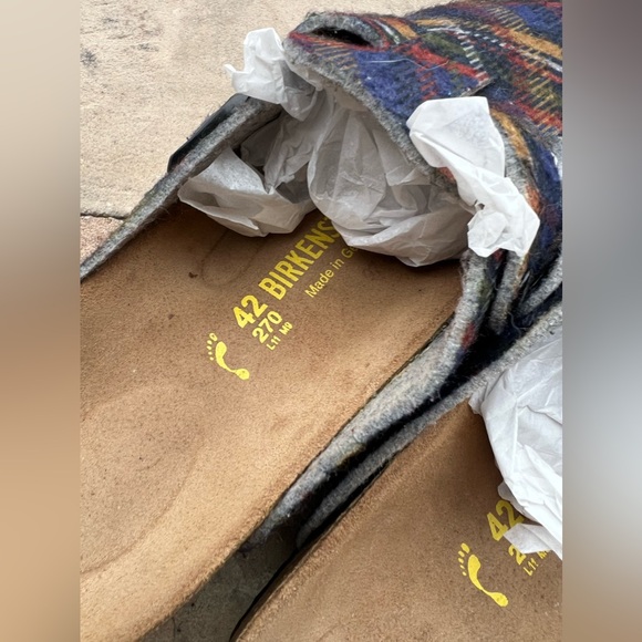 Birkenstock Boston Blue Tartan Plaid Felted Wool Clogs - Euro 42 Sz 9 Narrow Fit - Picture 3 of 6